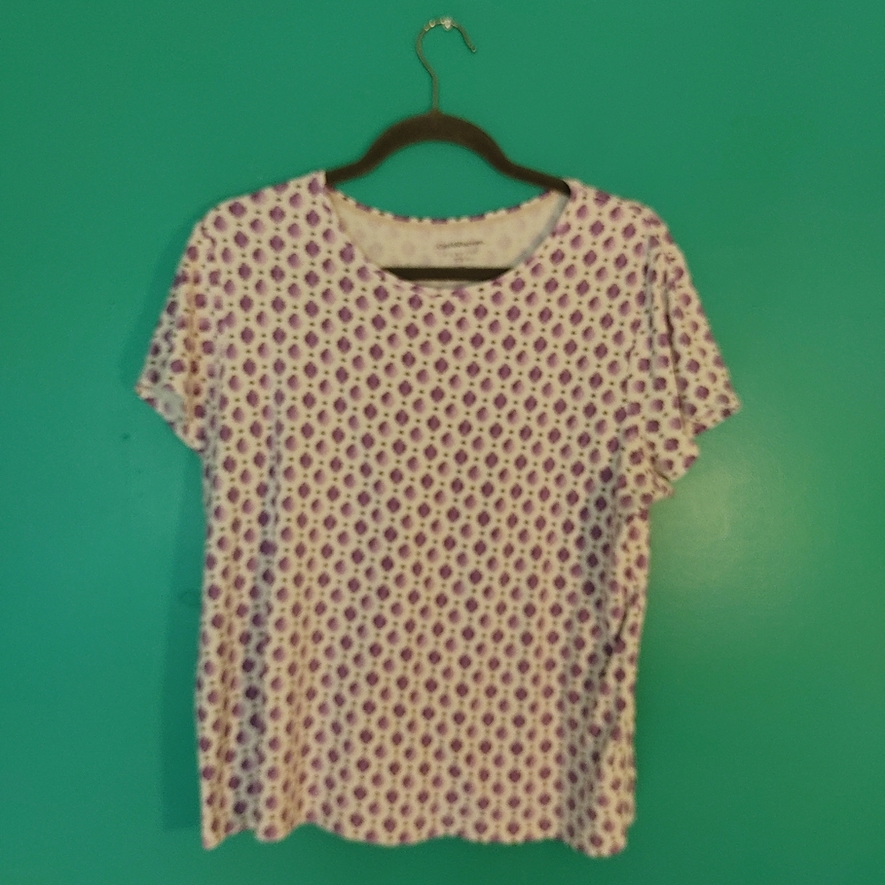 White/purple pattern Tee